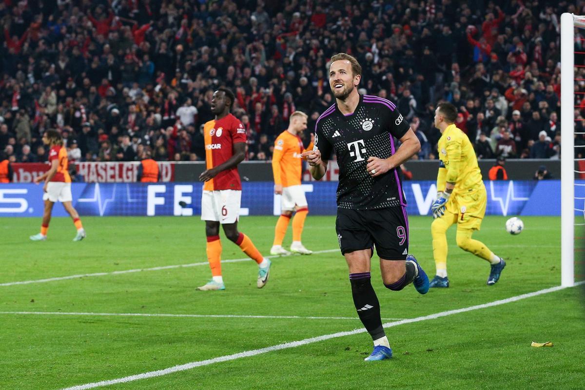 Harry Kane, delantero del Bayern, celebra un gol frente al Galatasaray en Champions.