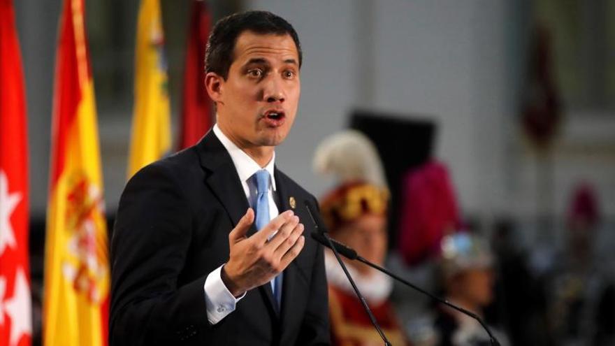 Guaidó durante su intervención en el Ayuntamiento de Madrid.