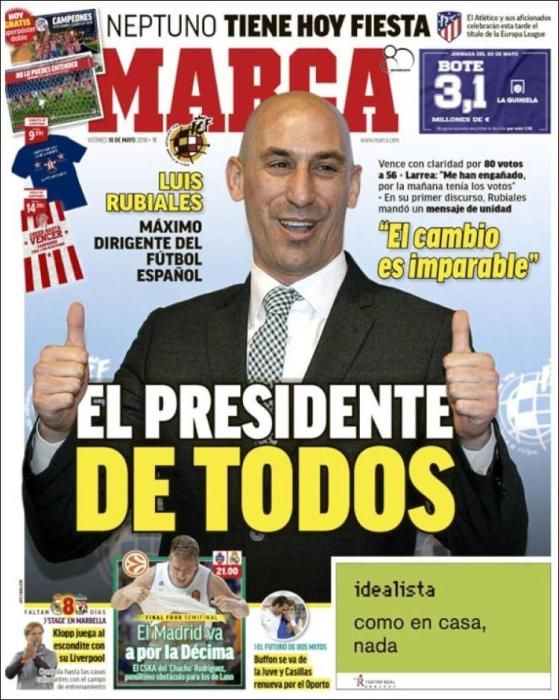 Guedes, Rubiales, Griezmann, Buffon, nombres propios de las portadas de este viernes 18 de mayo de 2018