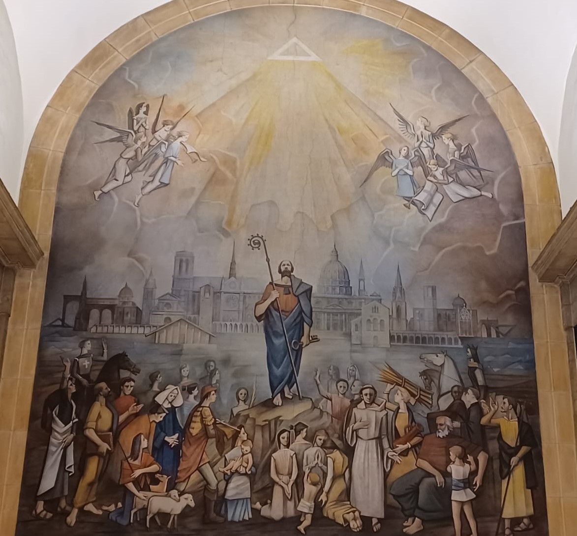 Los otros murales de Siero: la impresionante obra de Casimiro Baragaña en la iglesia de la Pola