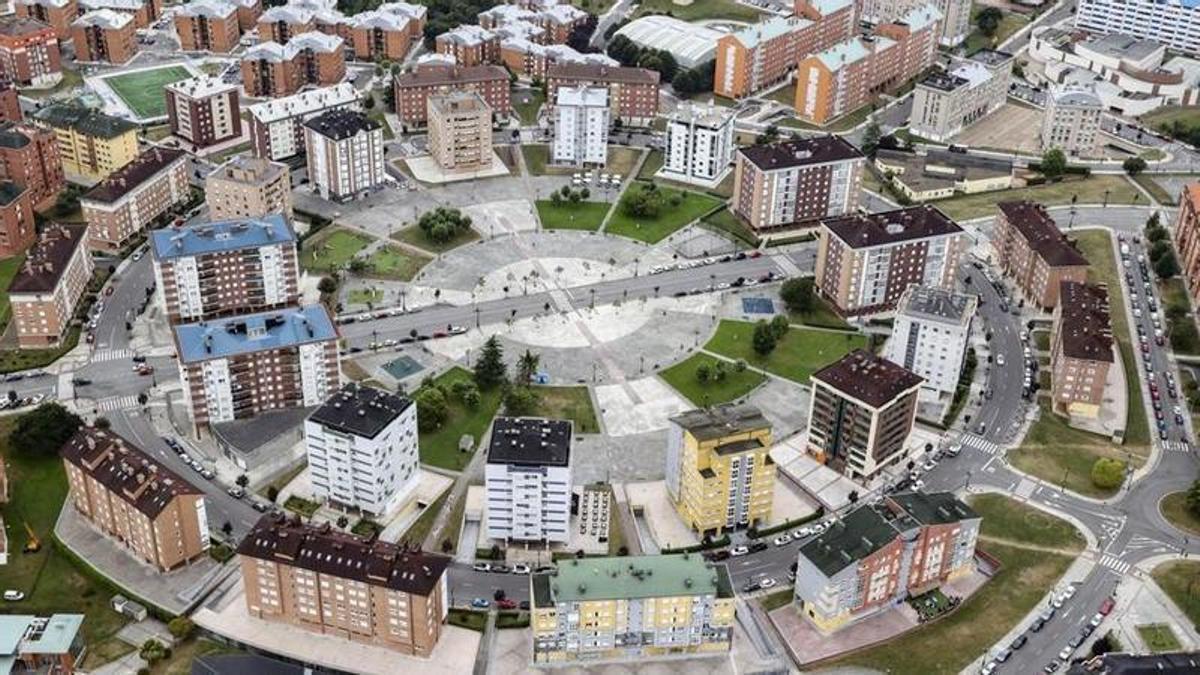 Una vista aérea de la plaza del Conceyín.