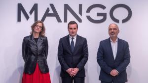 Los directivos de Mango Margarita Salvans, Toni Ruiz y Daniel López, en la presentación de resultados