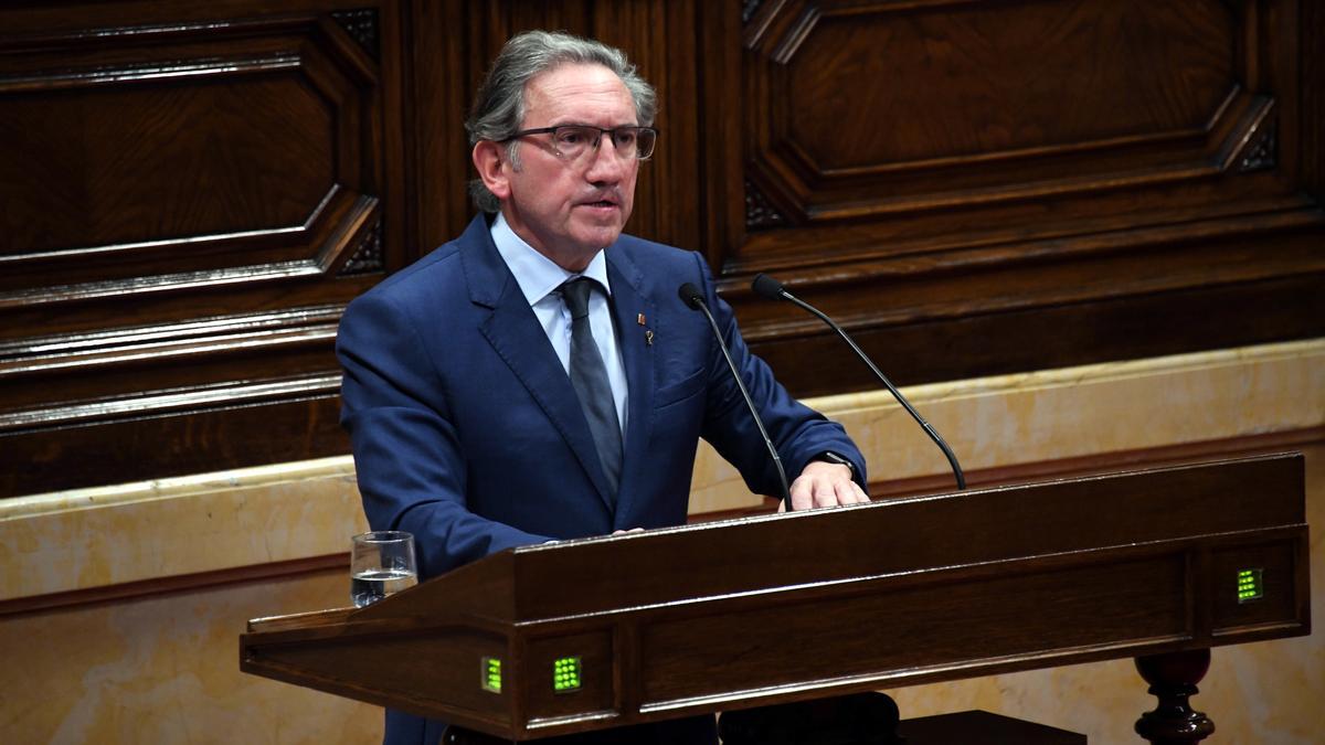 El conseller d&#039;Economia, Jaume Giró, en una interpel·lació al Parlament