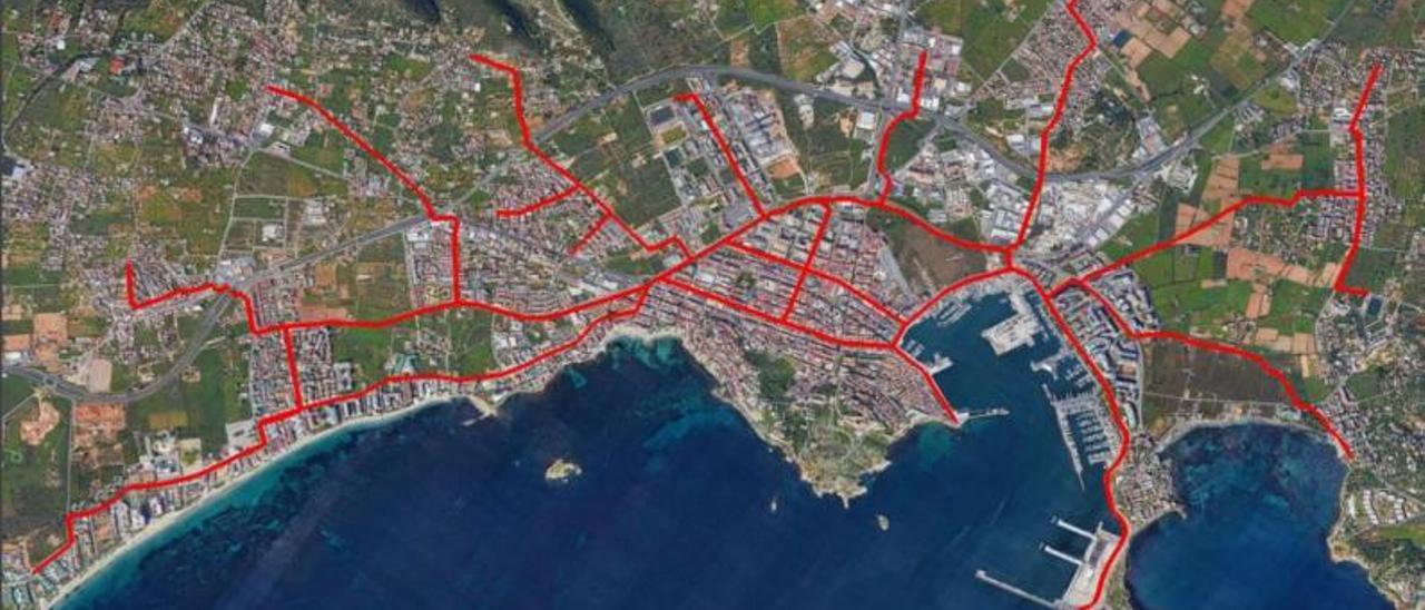 Imagen de la red de carriles bici propuesta por ‘A Vila en Bici’. | D.I