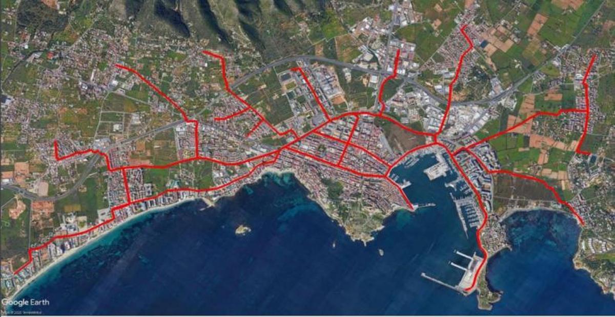 Imagen de la red de carriles bici propuesta por ‘A Vila en Bici’. | D.I