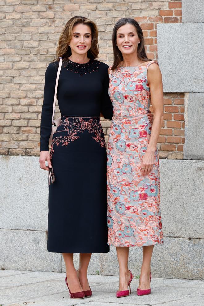 Los looks de Rania de Jordania y la reina Letizia en su encuentro en Madrid