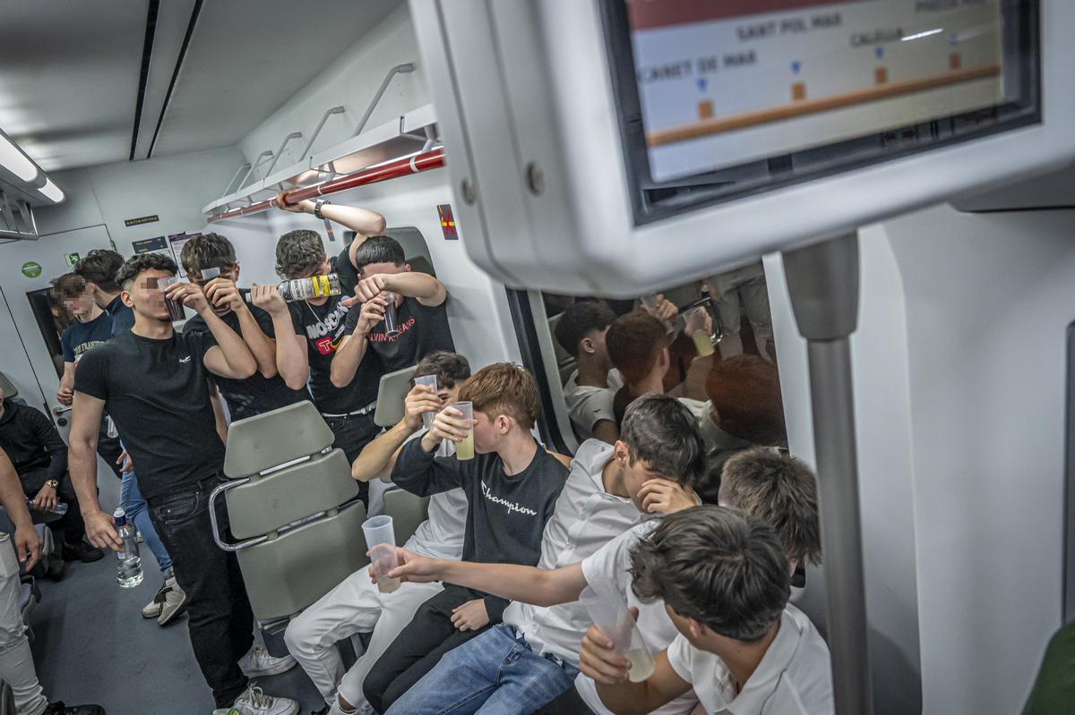 En el tren del botellón a Mataró