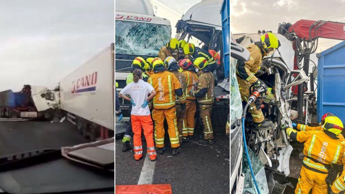 Varias imágenes del accidente que se ha producido hoy en Crevillent