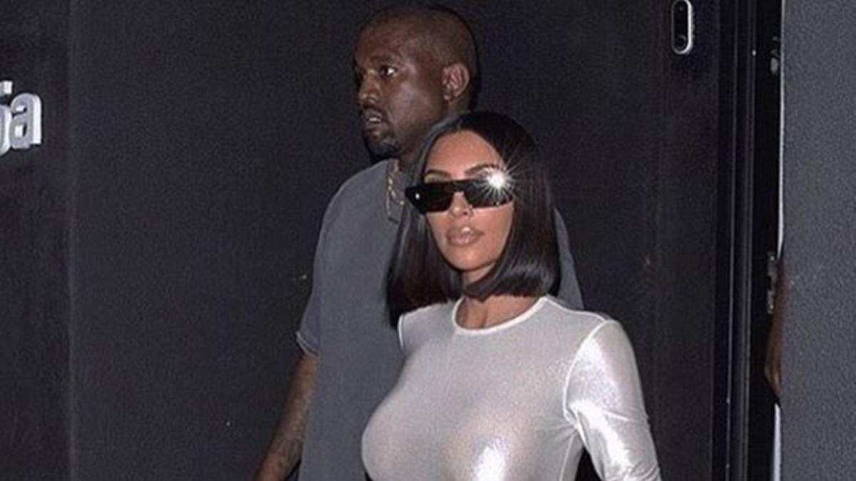 Kim Kardashian con look futurista saliendo a cenar con Kanye West