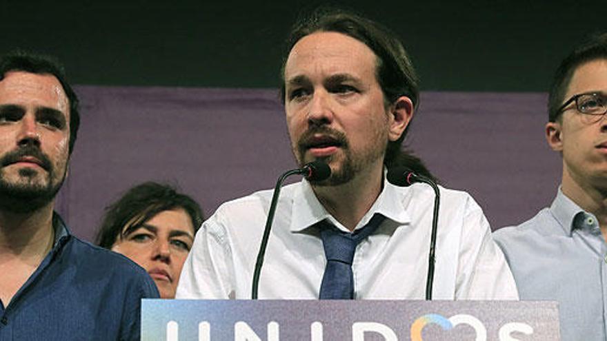 Errejón, junto a Garzón e Iglesias.