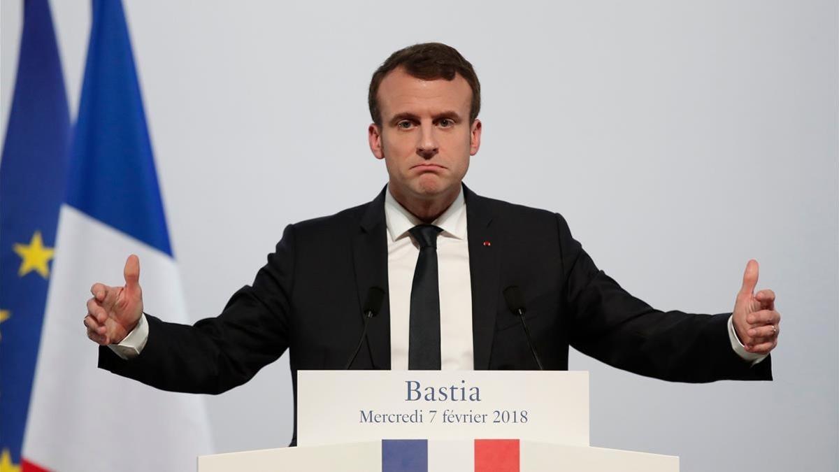 macron durante su discurso en bastia corcega