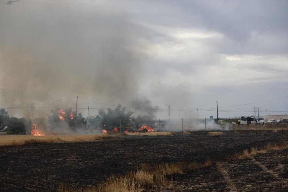 El incendio en el polígono industrial Campo de aviación de Coreses, en imágenes