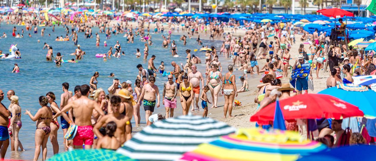 Aspecto de la playa de Levante de Benidorm, en una imagen de la pasada semana.