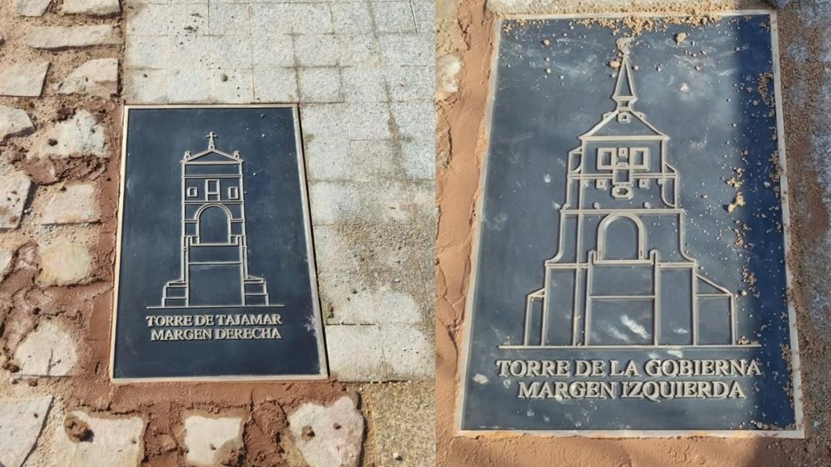 Placas de las torres del puente de Piedra