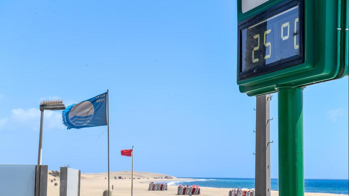 La playa de Maspalomas vacía como consecuencia del coronavirus.