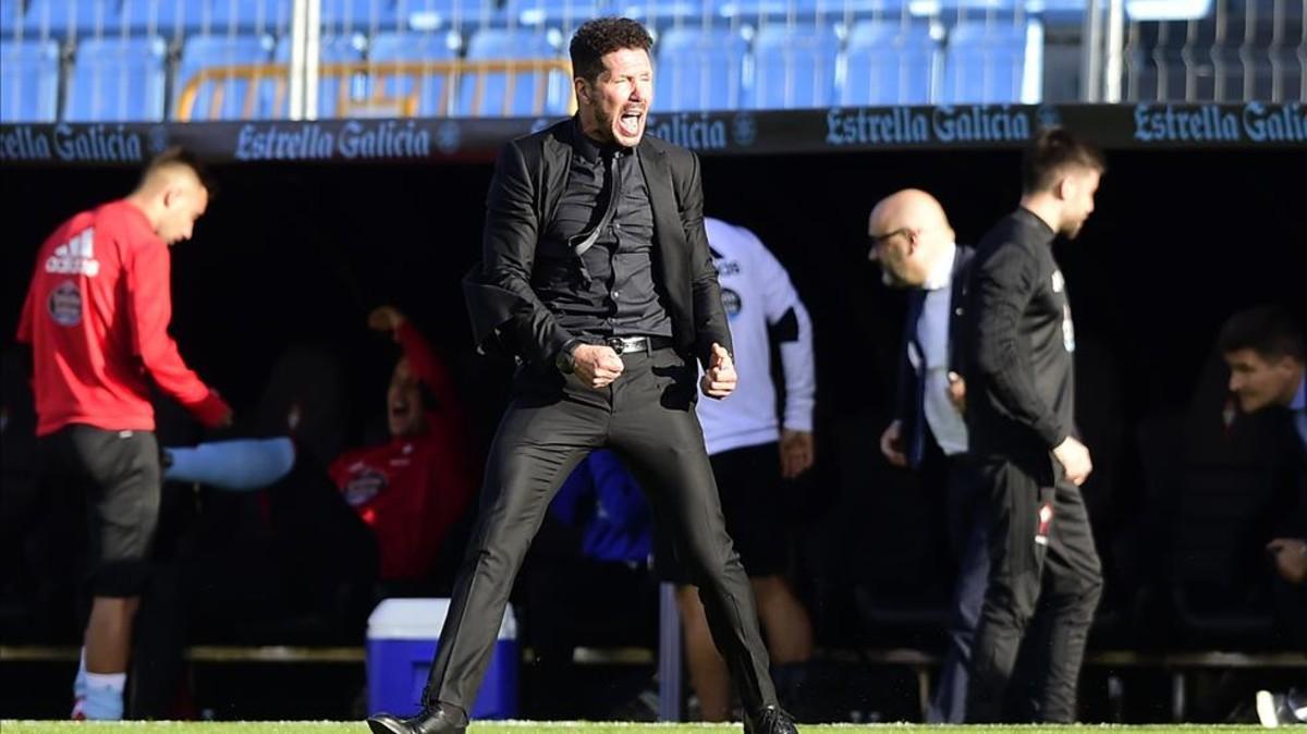 Simeone celebró con rabia la victoria