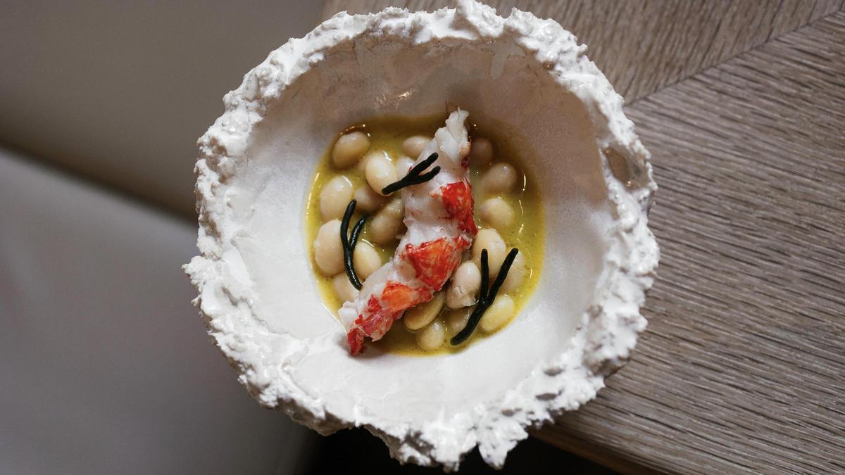 Pochas con bogavante de Bistronómika (Madrid).