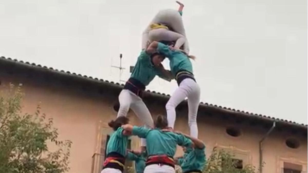 El Quatre de Sis aixecat per la Colla Castellera de Cerdanya a Santpedor