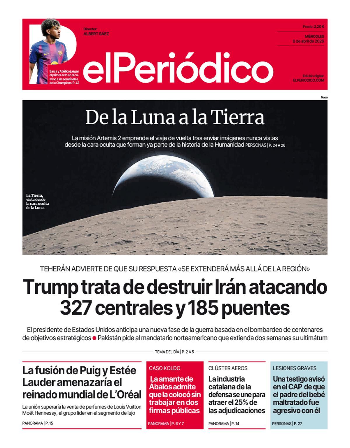 La portada de EL PERIÓDICO del 8 de abril de 2026