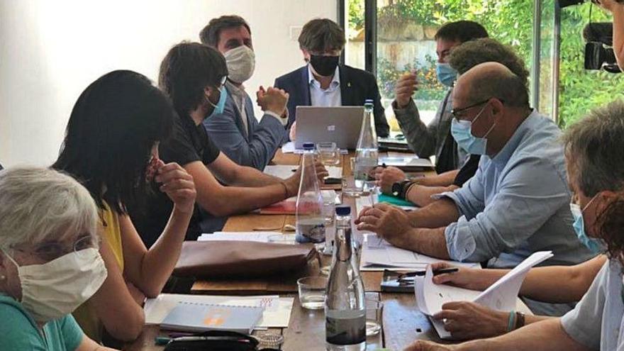 Reunió del Consell per la República presidida per Carles Puigdemont ahir a Perpinyà.