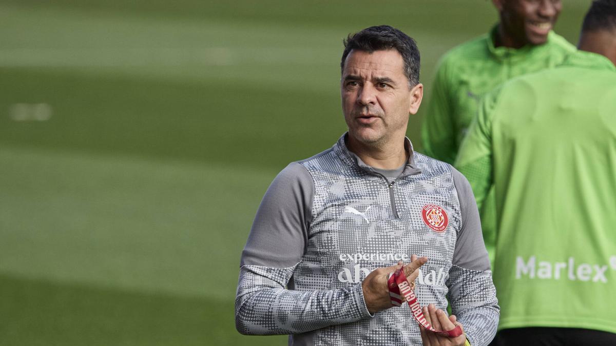 Míchel a l'entrenament del Girona d'aquest diumenge