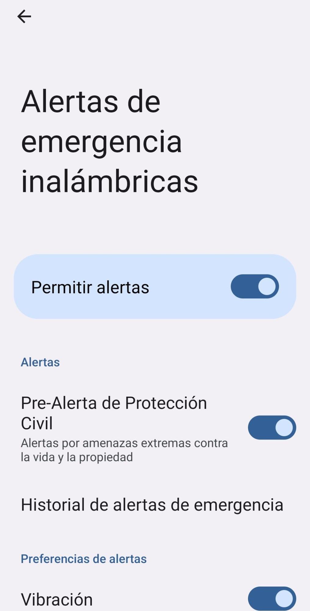 Ejemplo de cómo desactivar las alertas en un teléfono móvil.