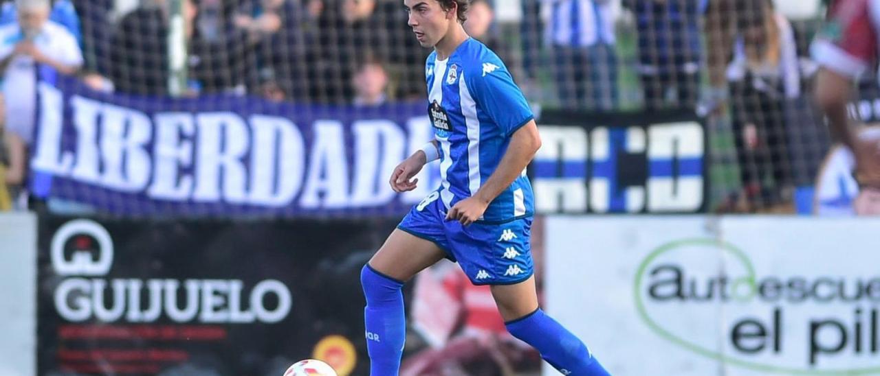 Dani Barcia, en un lance del partido que disputó con el Deportivo ante el Guijuelo el pasado fin de semana. |  // RCD