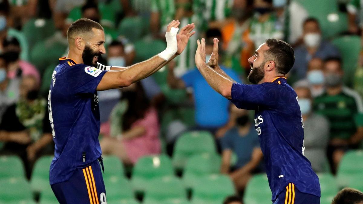 Carvajal celebra el gol que ha marcado al Betis