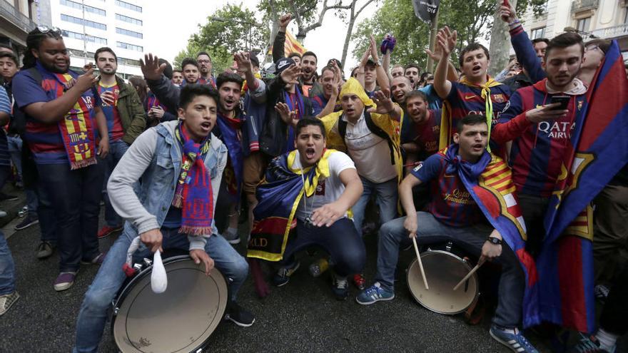 Celebración en Canaletas por el título de Liga del Barcelona