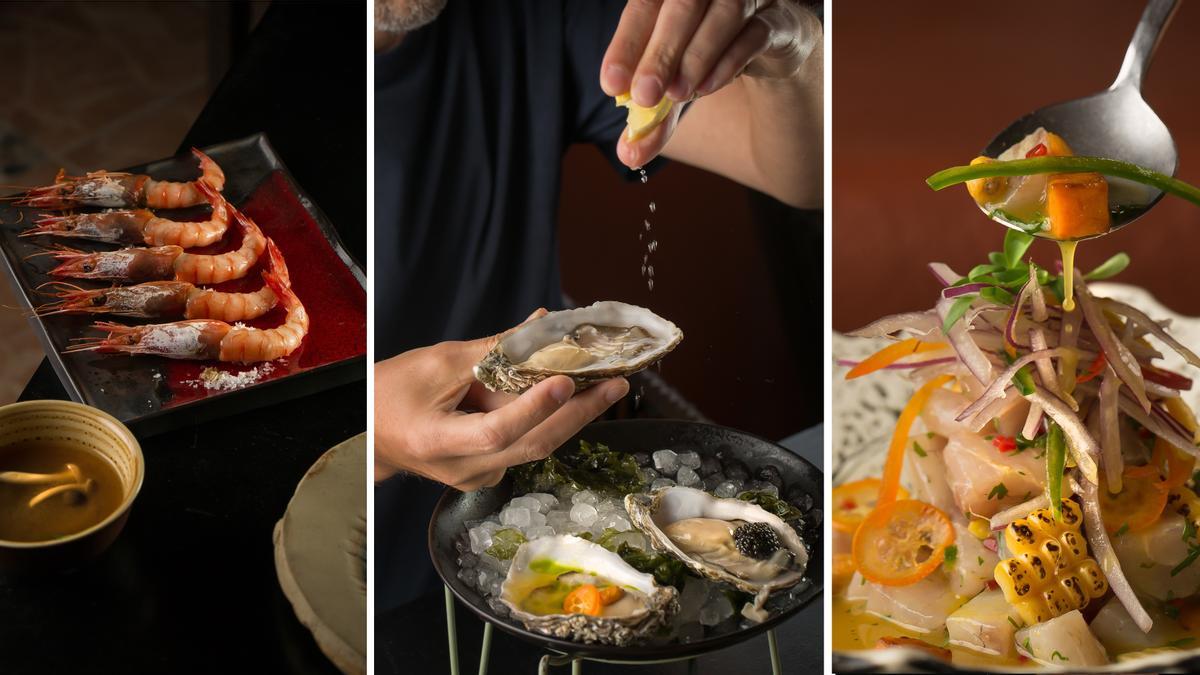 Una selección de ostras para comenzar, y sabores del mar y la tierra para continuar el viaje gastronómico en Cova Santa.