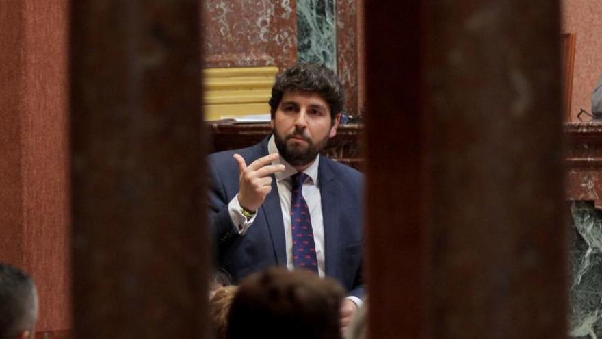 Fernando López Miras, durante una intervención en la Asamblea Regional.