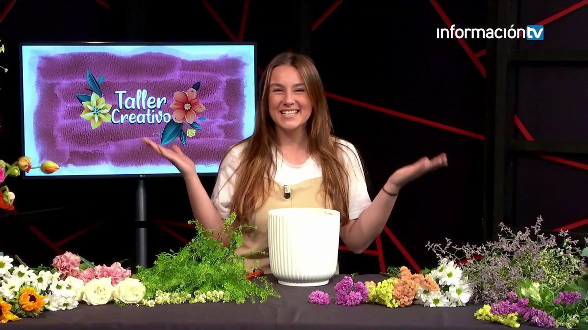 Arte floral en Taller Creativo para transformar un macetero en una obra de arte