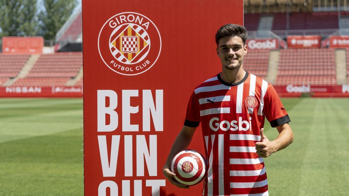 Miguel Gutiérrez, en su presentación como nuevo jugador del Girona FC.