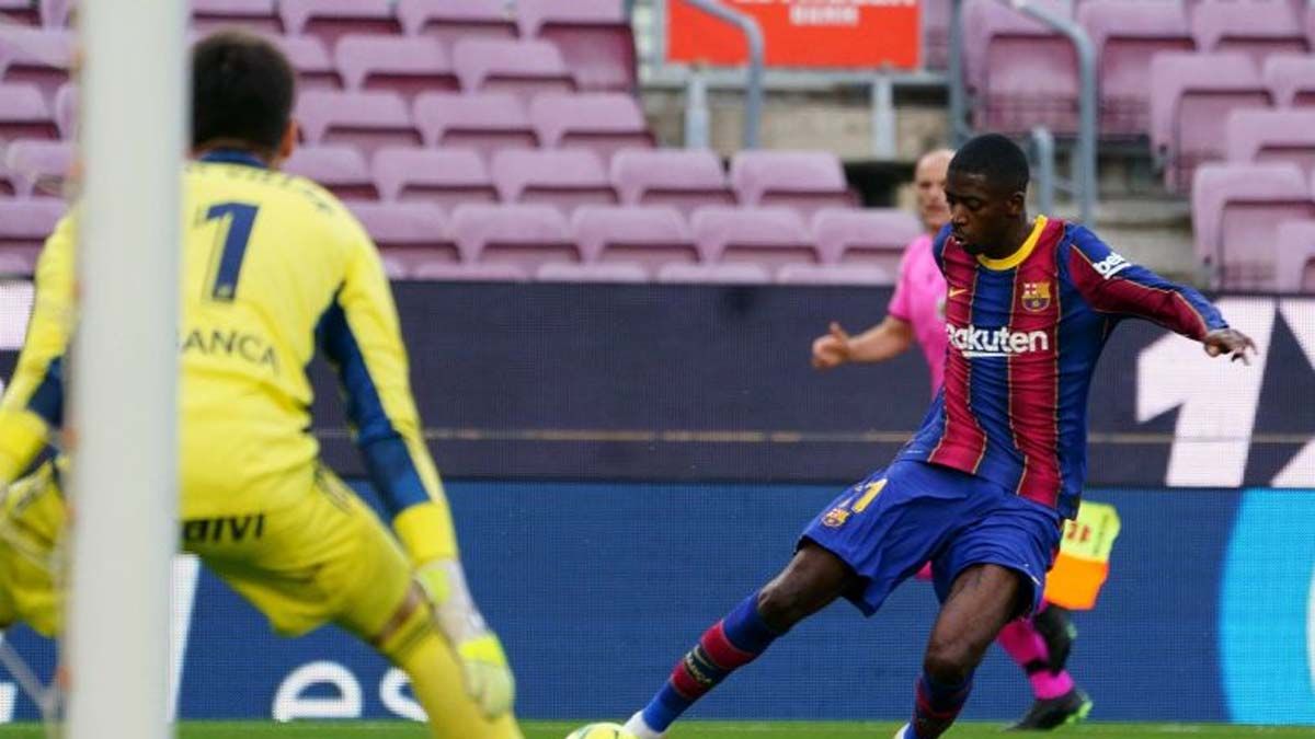 Dembélé, durante el partido