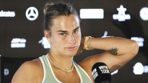 Aryna Sabalenka, de Bielorrusia, asiste a su rueda de prensa durante el Mutua Madrid Open 2026.