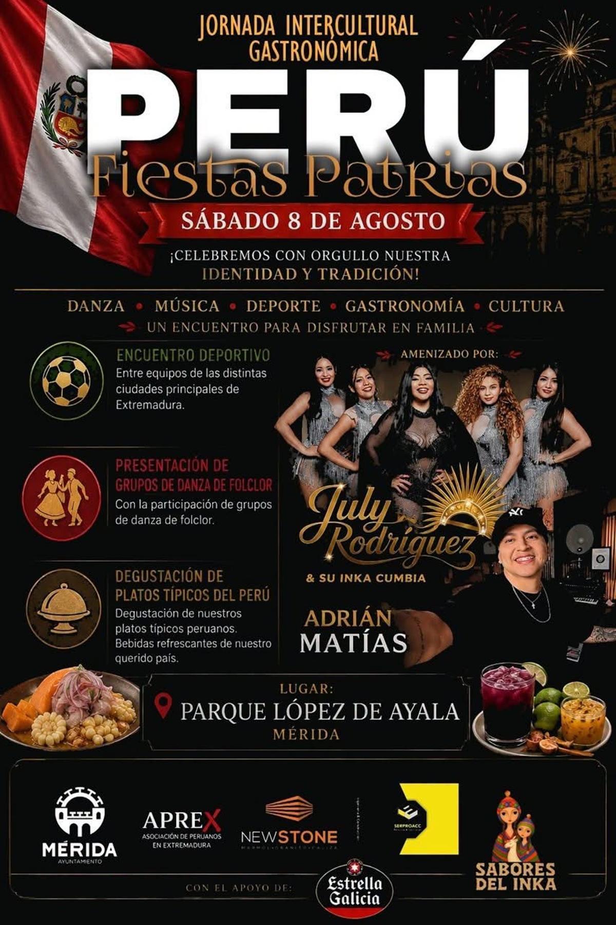Cartel 'Fiestas Patrias de Perú' en Mérida.