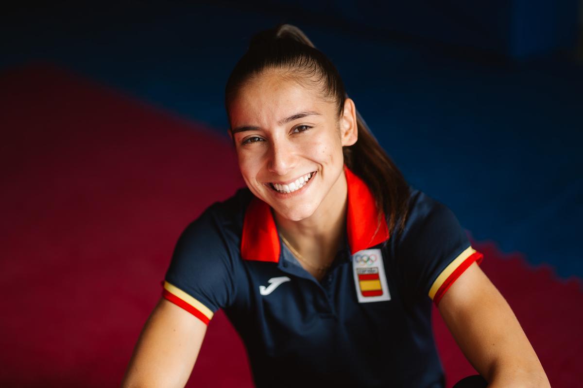 Adriana Cerezo, en su gimnasio Han Kuk en San Sebastián de los Reyes, Madrid.