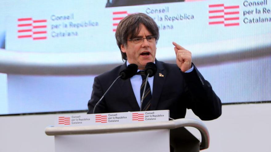 Puigdemont, durant l&#039;acte de Perpinyà