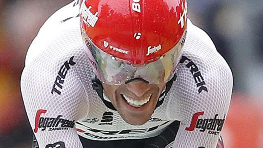 Contador durante la crono de Düsseldorf.