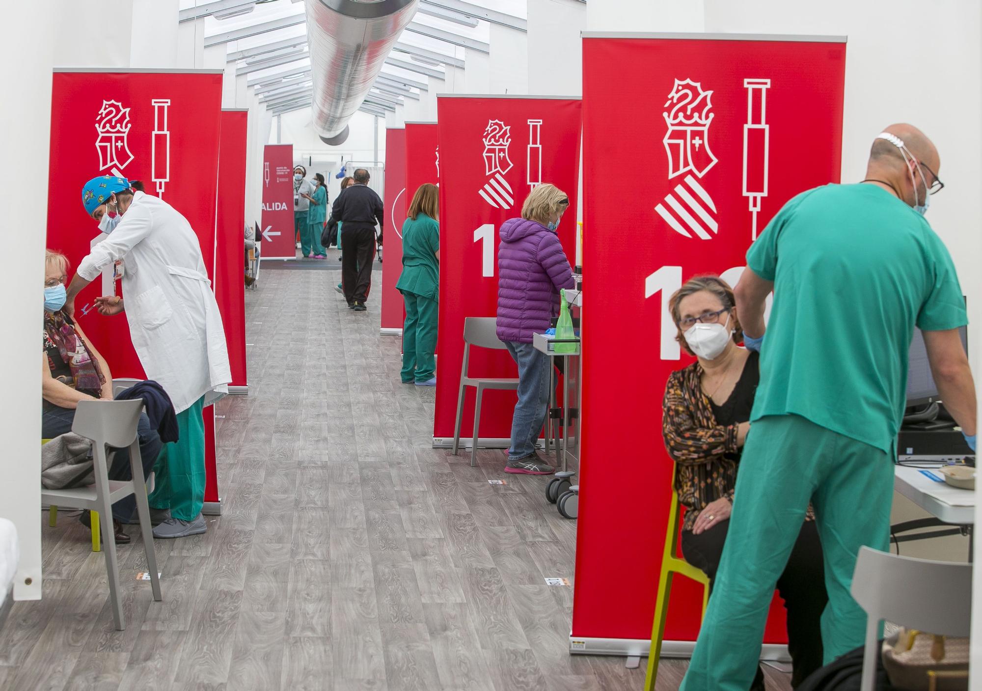 Comienza la vacunación masiva en el hospital de campaña de Alicante