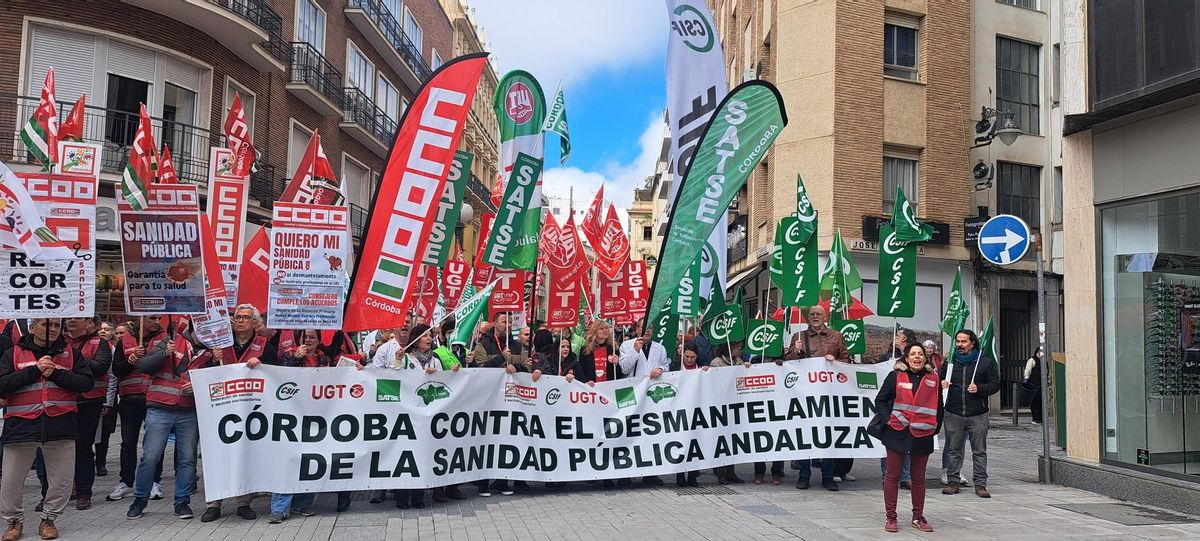El sindicato en una manifestación contra el desmantelamiento de la sanidad pública.
