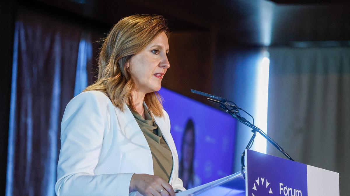 La alcaldesa de València, María José Catalá, durante su intervención en el Fórum Europa Tribuna Mediterránea