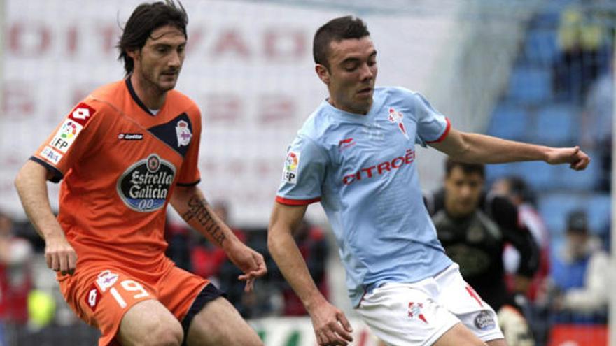 Aspas (derecha) será titular en el regreso del Celta. Colotto (izquierda), ahora en el Espanyol, baja por lesión. | efe