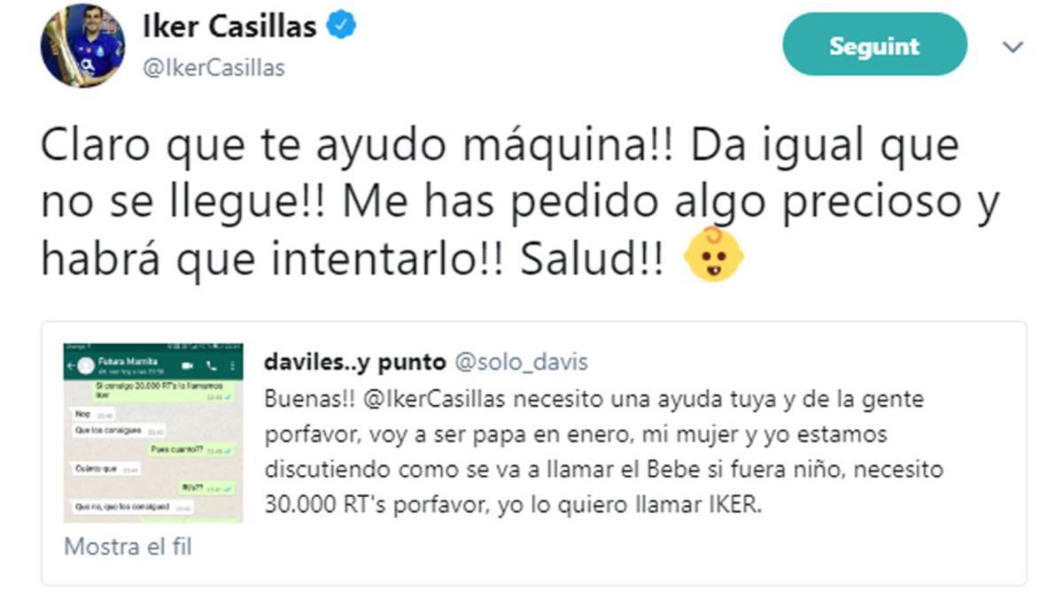 El tuit de Iker Casillas