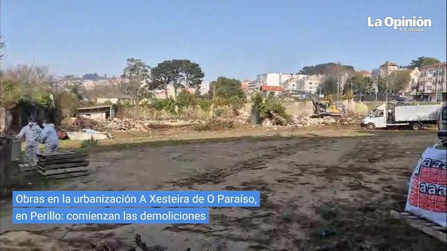 Obras en la urbanización A Xesteira de O Paraíso, en Perillo: comienzan las demoliciones