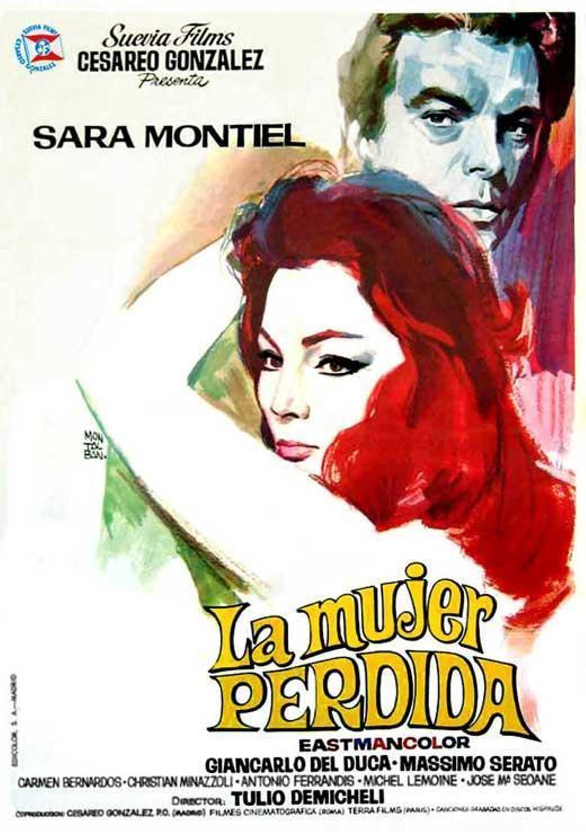 Cartel de 'La mujer perdida', una de las co-producciones italianas protagonizadas por Sara Montiel a finales de los años 50. En este caso, junto a Giancarlo del Duca.