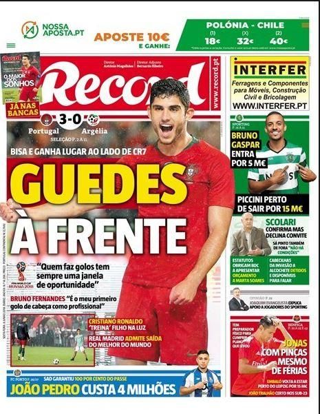 Portada RECORD viernes 8 de junio de 2018