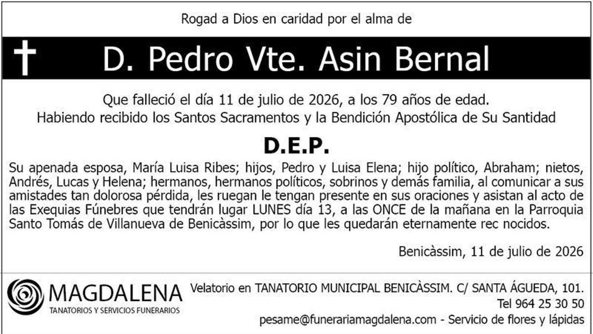 D. Pedro Vte. Asin Bernal