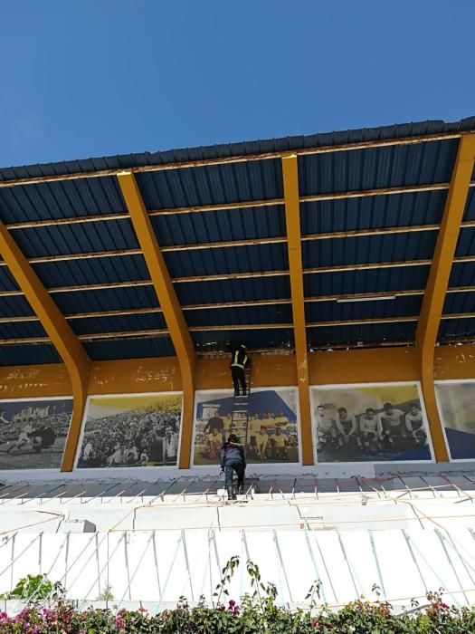 Daños por el viento en el parque del Estadio Insular