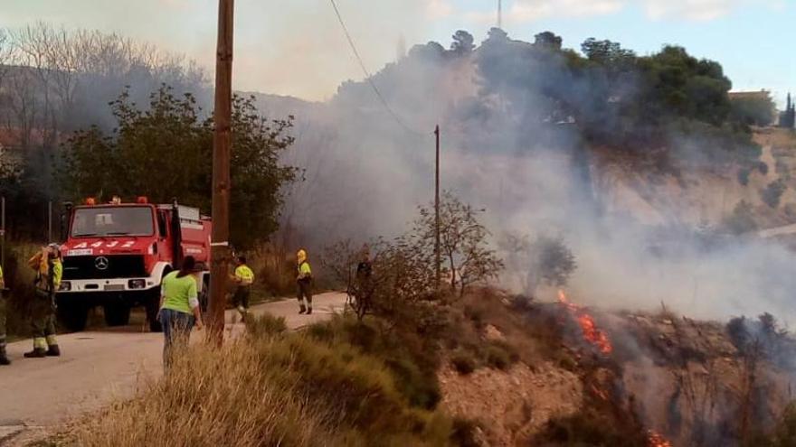 Los bomberos sofocan un incendio en La Carrasqueta por una quema de cañar